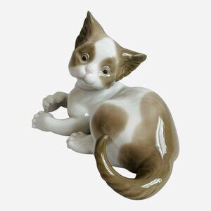 Vintage Lladró Surprised Cat Porcelain Figurine #5114 5"x3.5" Retired Excellent